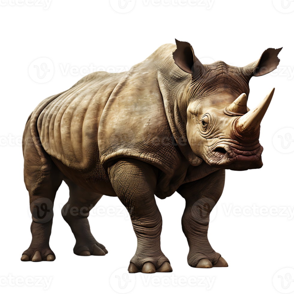 A rhino with a horn on its head isolated on transparent background png