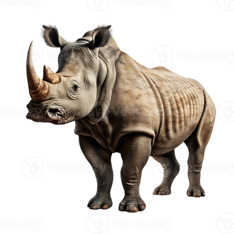 Rhino with a horn on its head isolated on transparent background png