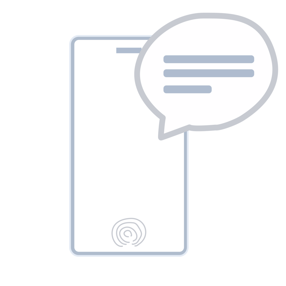 Smartphone with message bubble. Cartoon Illustration png