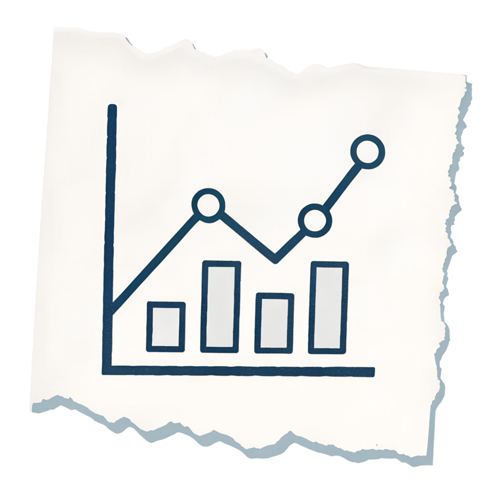 Data and Analytics Graph Icon on Torn Paper Isolated on Transparent Background png