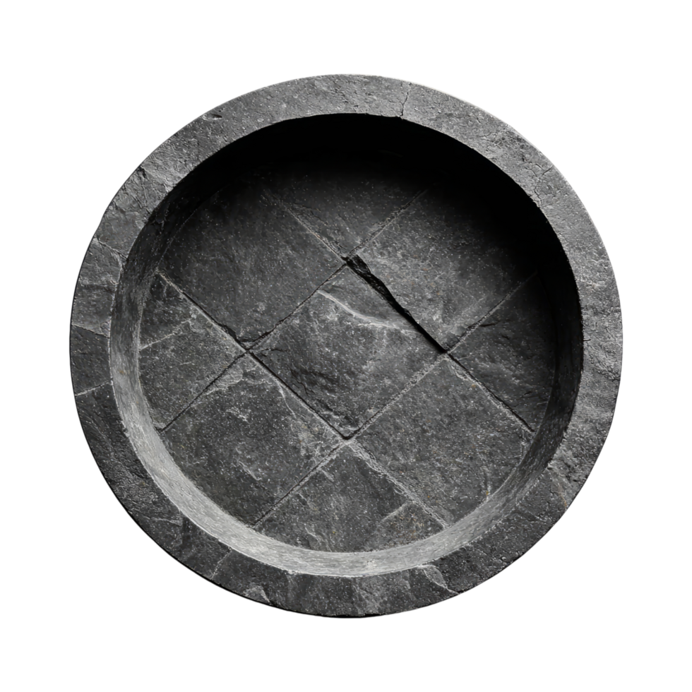 A black and white photo of a stone bowl png