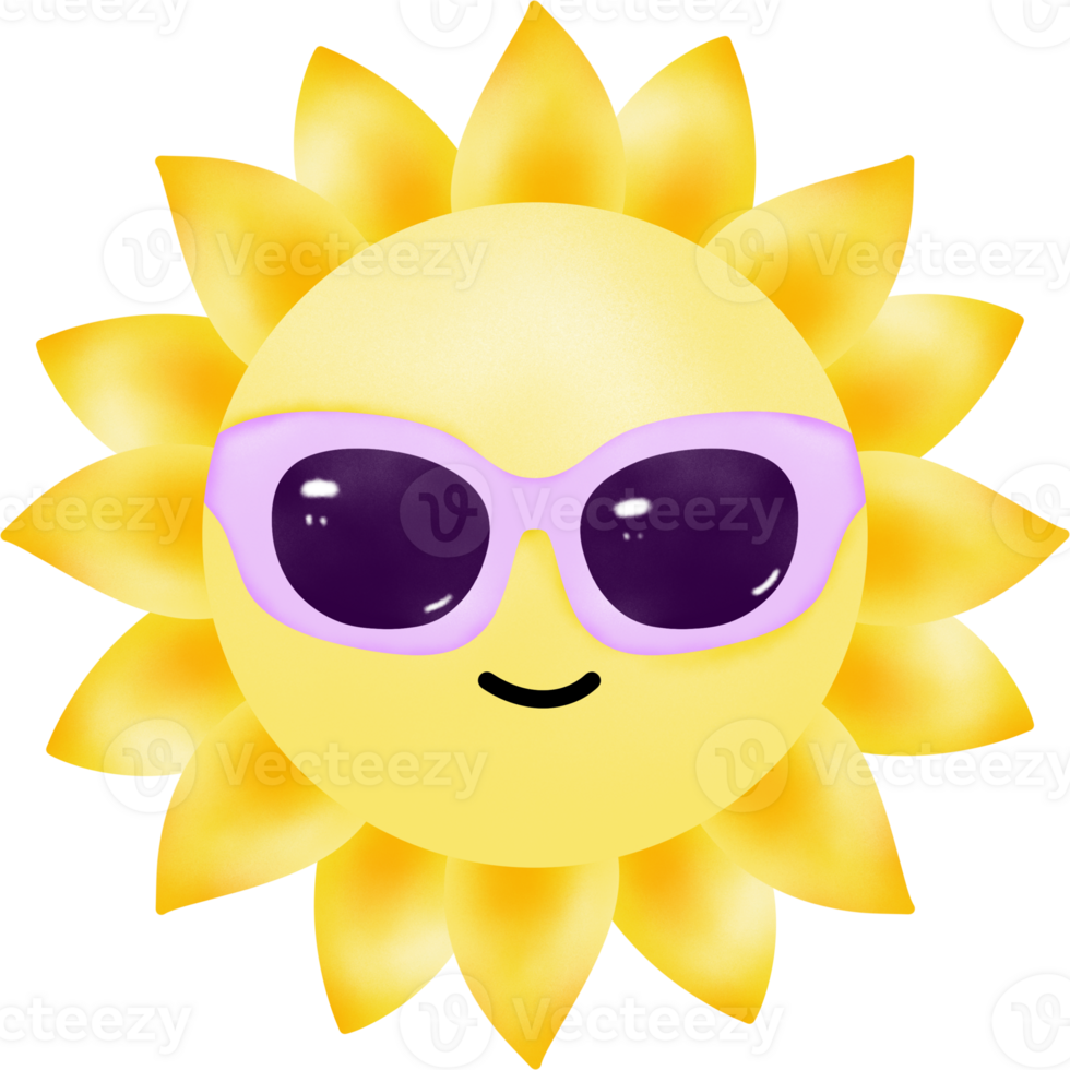 Smiling Sun with Sunglasses illustration png