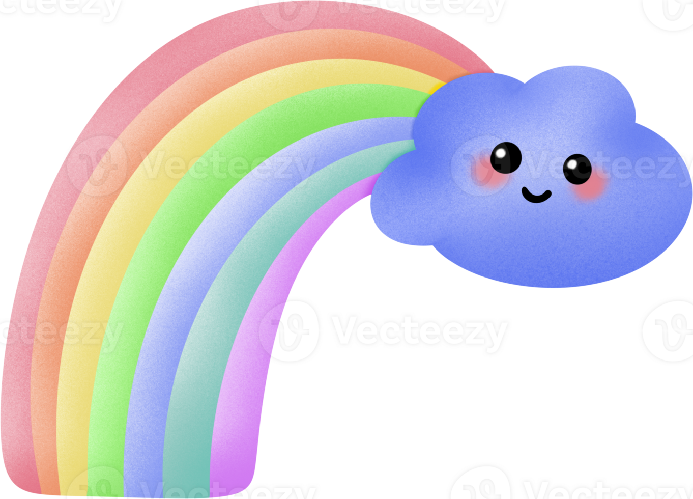 Smiling Cloud blue with Rainbow Illustration png
