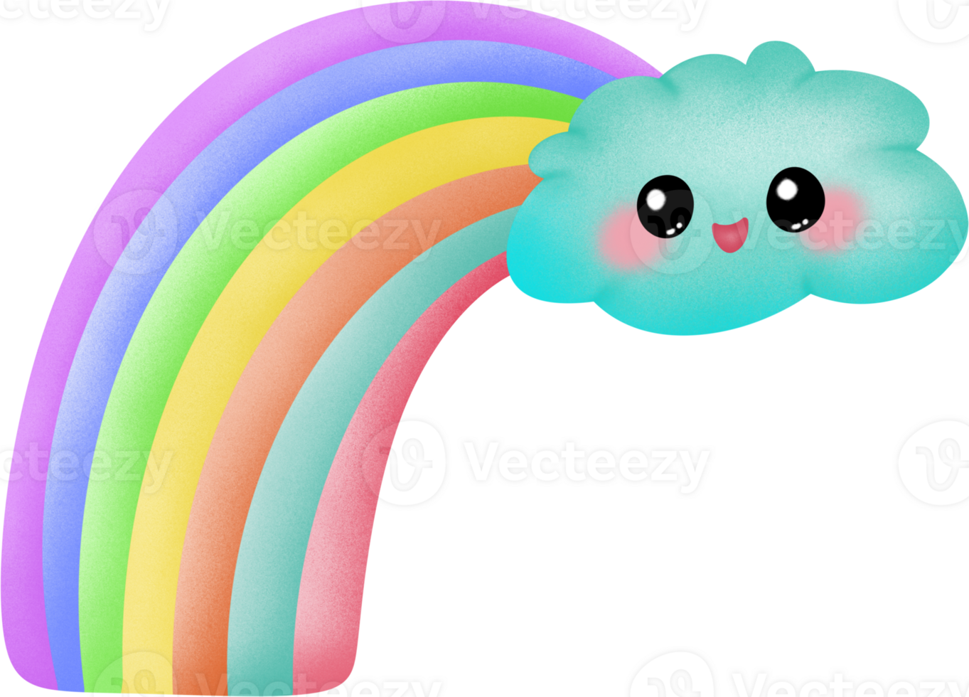 Smiling Cloud Green with Rainbow Illustration png