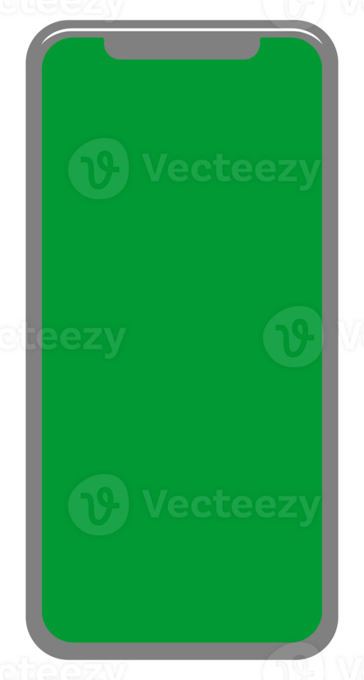 Front View of the Smartphone Silhouette in Green Screen, can use for mock up, apps, website, pictogram, logo gram, art illustration, etc. png