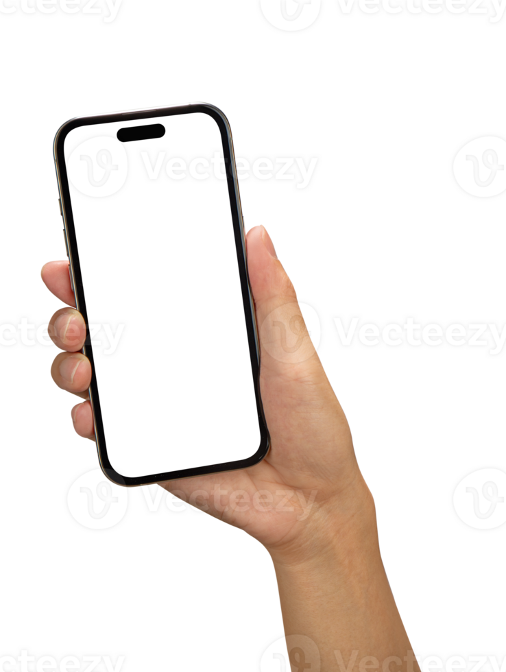Hand holding a smartphone png