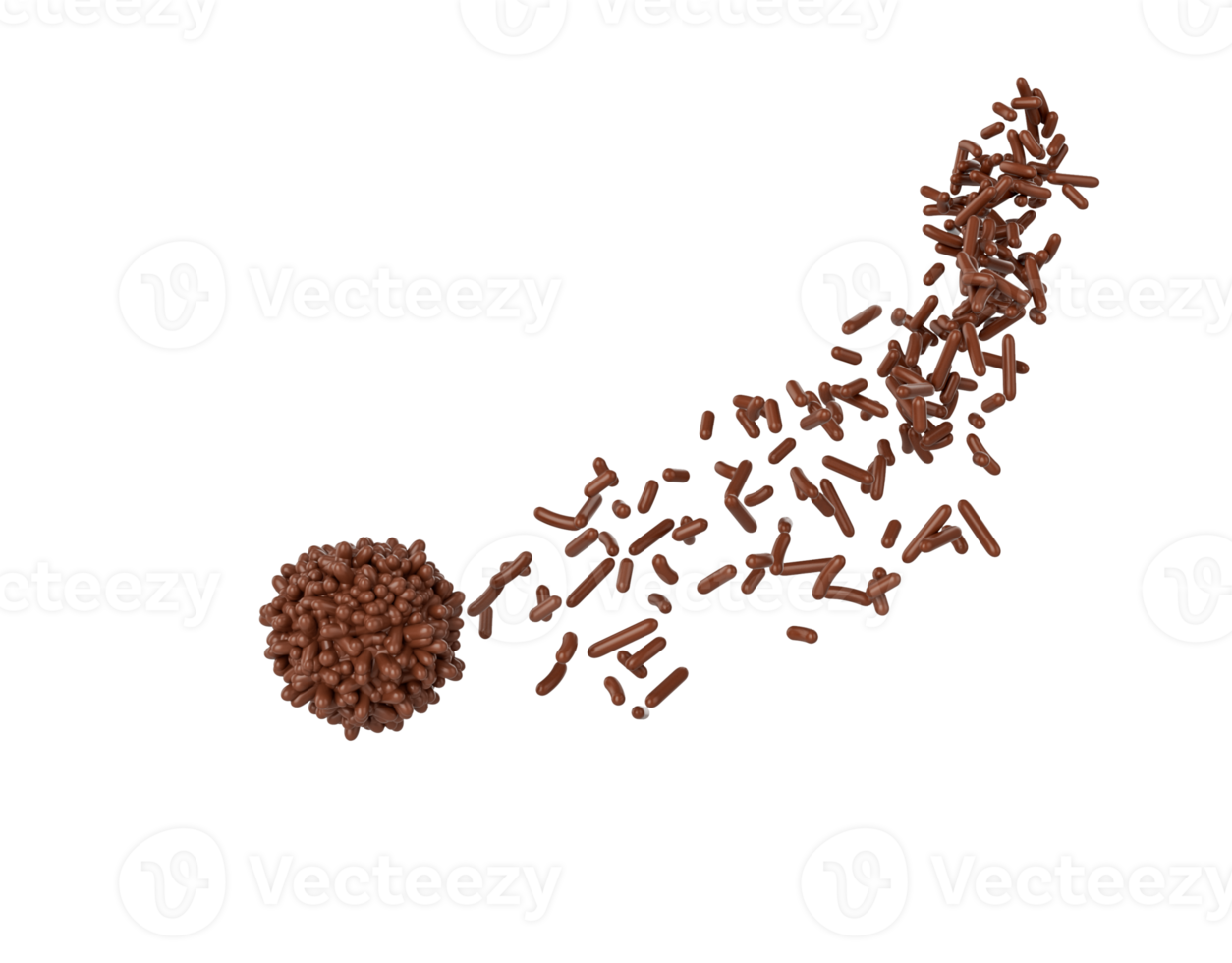 Chocolate Sprinkles Coming In The Air And Stops On Brigadeiro Dessert Ball. 3D Illustration png