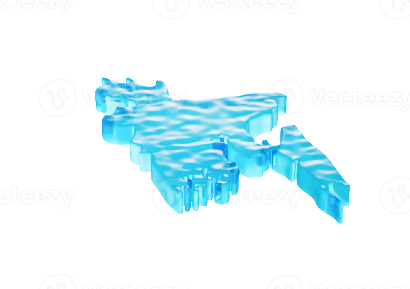 Water Ice Map of Bangladesh global warming melting glacier in deep blue water. 3d illustration png