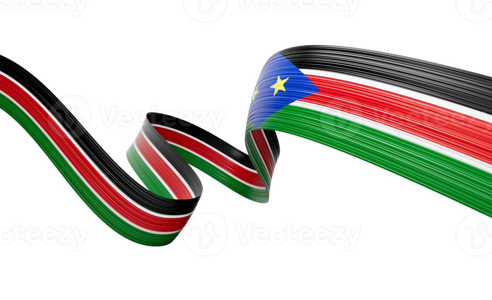 3d Flag Of South Sudan, Shiny Waving South Sudan Ribbon Flag. 3d Illustration png