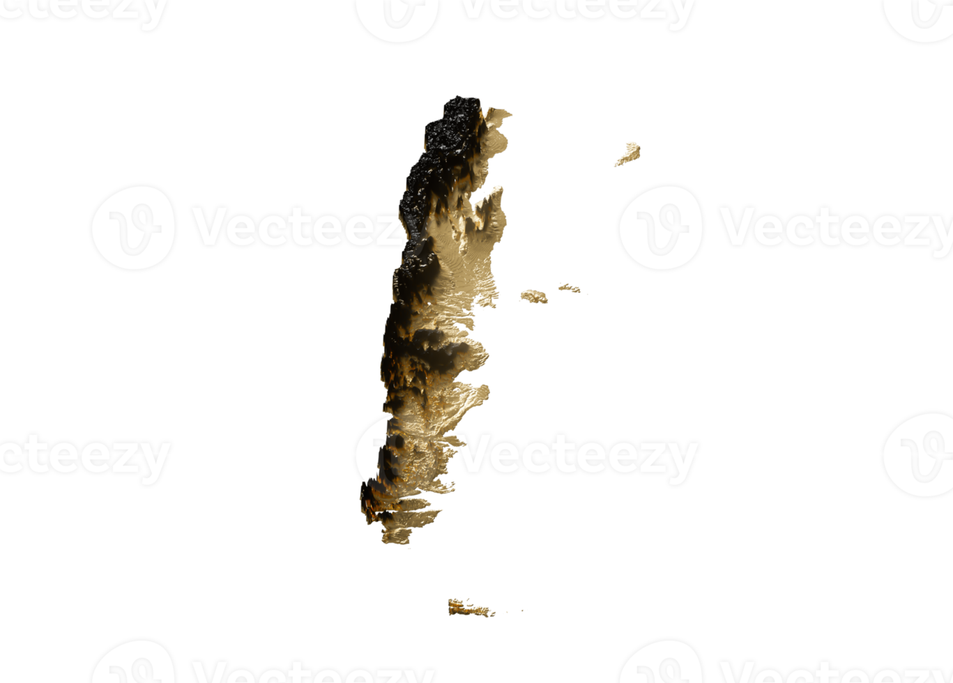 Argentina Map Golden Metallic Texture Map Black 3D Illustration png