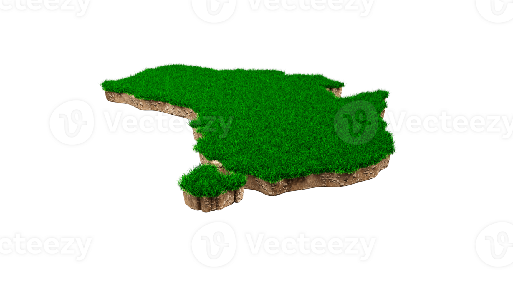 Australia Map Soil Land Geology Cross Section, Green Grass And Rock Ground Texture. 3d illustration png
