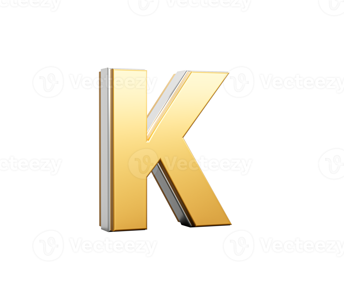 Golden Capital Letter K Gleams With Sleek Modern Design Bold Font With Sharp Edges 3D Illustration png