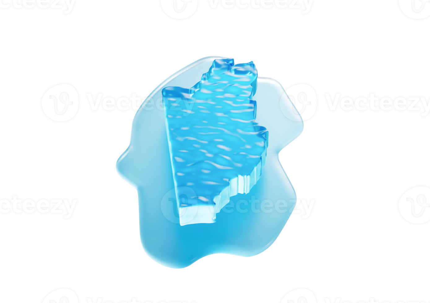 Water Ice Map of Belize global warming melting glacier in deep blue water 3d illustration png