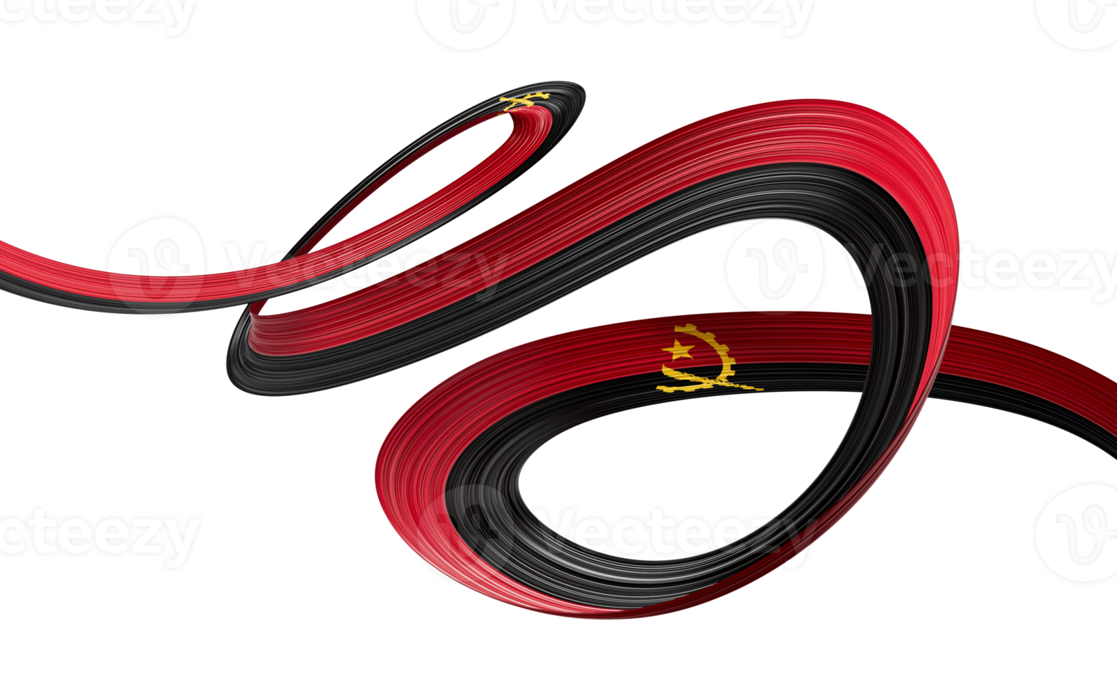 3d Flag Of Angola 3d Shiny Waving Ribbon Flag. 3d Illustration png
