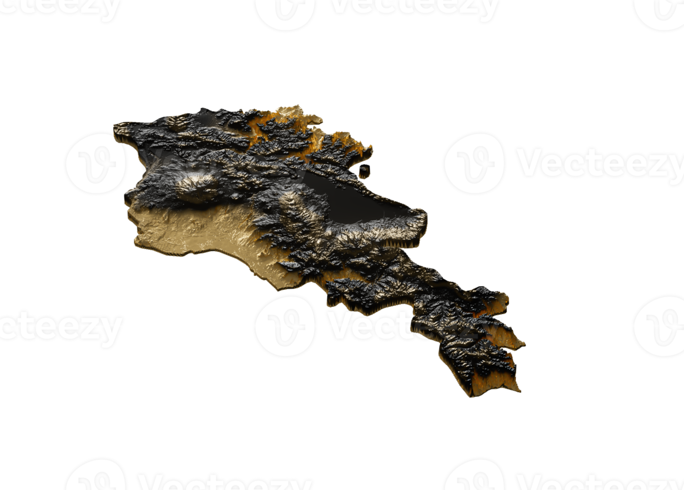 Armenia Map Golden Metallic Texture Map Black 3D Illustration png