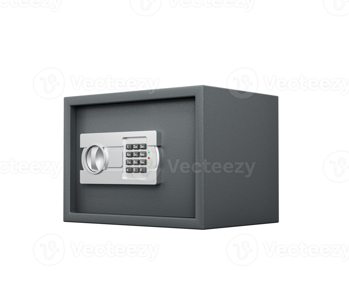 Closed Steel Locker In Sleek Gray Finish Features A Numeric Keypad For Secure Access. 3D Illustration png