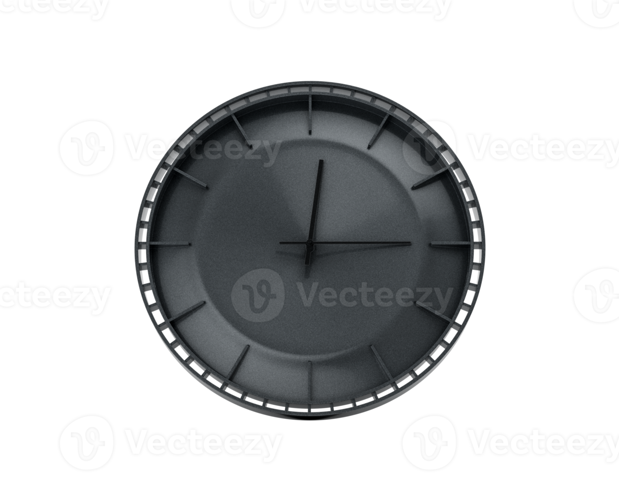 A Modern Charcoal Black Wall Clock Twelve Fifteen 12 15 For Modern Interiors 3D Illustration png