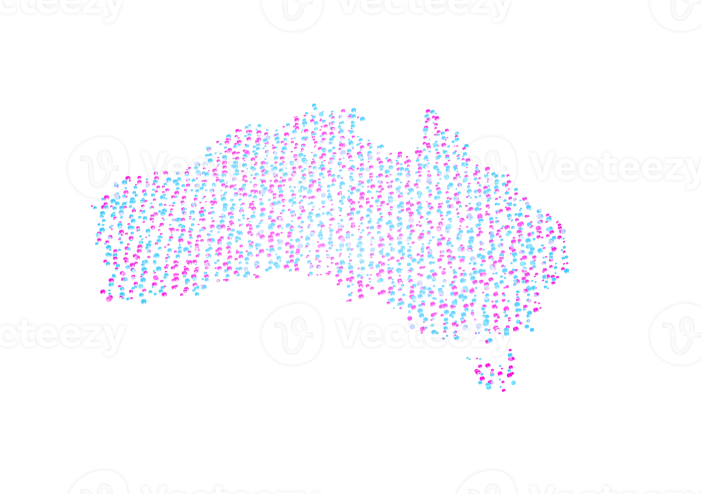 Australia Map Digital Data Map Pink And Blue Abstract Glowing Particles 3D Illustration png