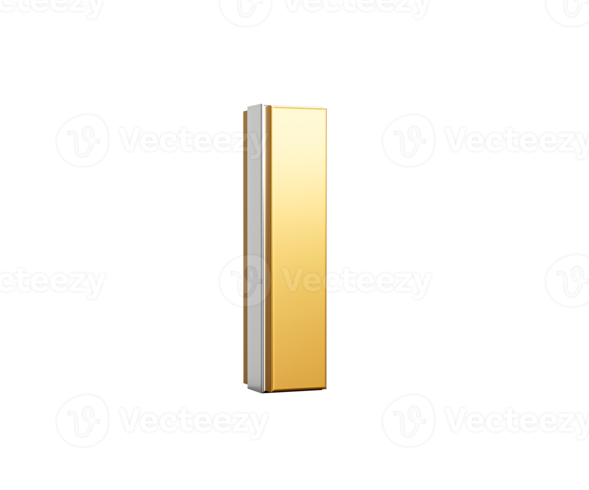 Shiny Golden Small Letter l Gleams With Its Sleek Modern Design With Sharp Edges 3D Illustration png
