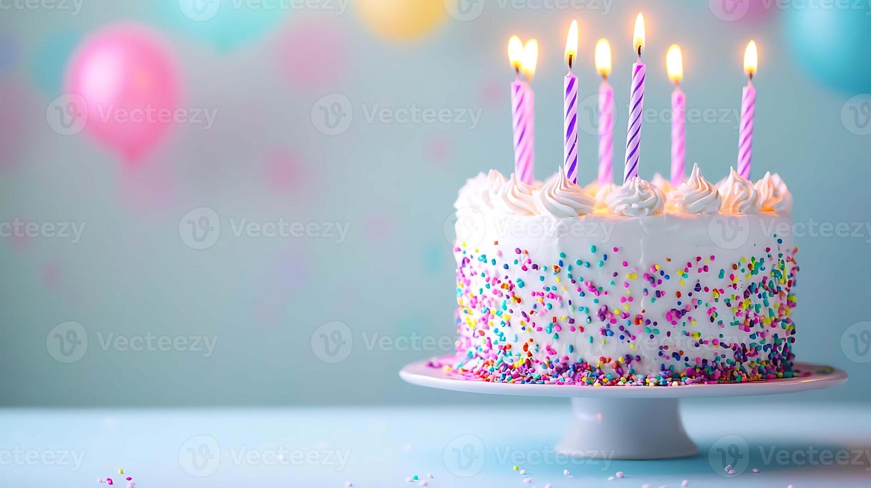 Sweet Birthday Cake with Pastel Backdrop A Vibrant and Joyous Party Design photo