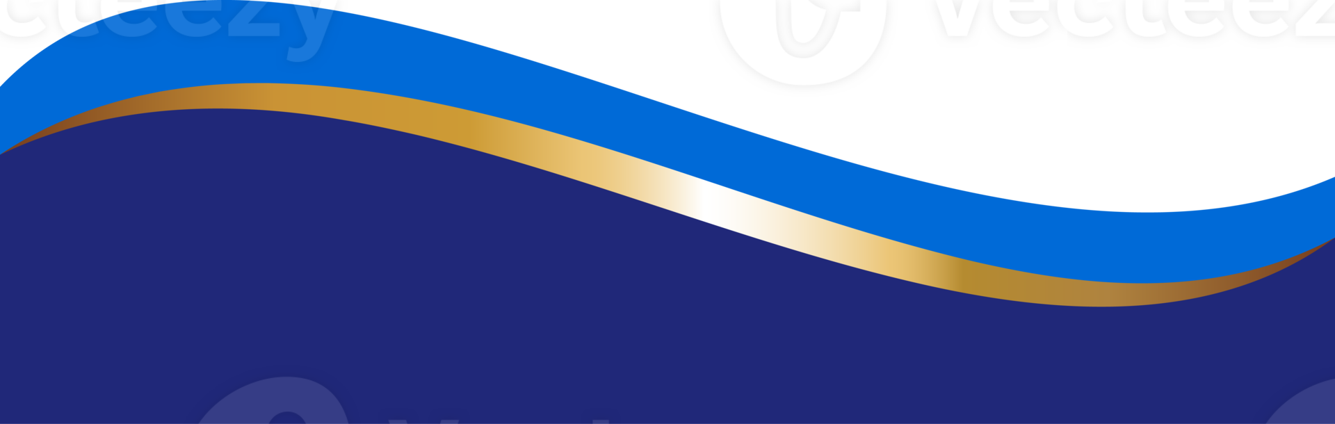 Border section shape for banner design. Blue header with golden line. Abstract bottom for web page. Curved divider template. Wavy horizontal separator png