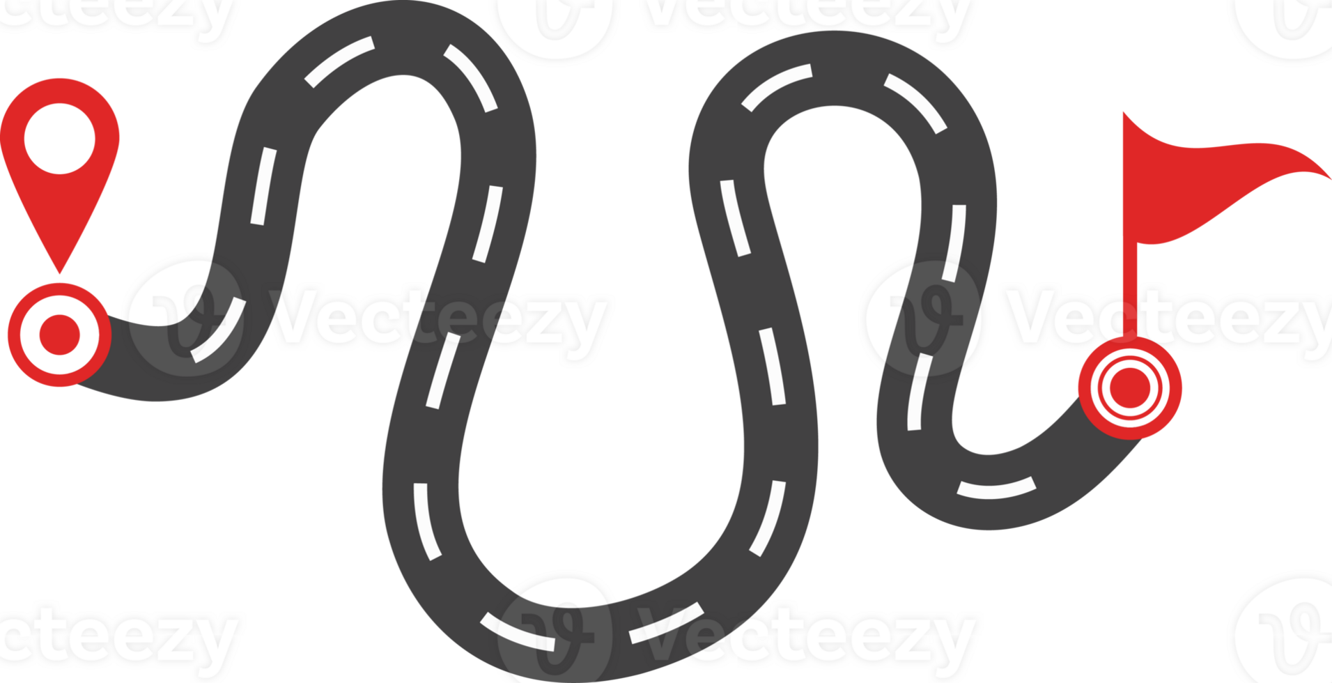 Concept of plan with an easy route A, difficult option B and real life way. Expectation and reality. png