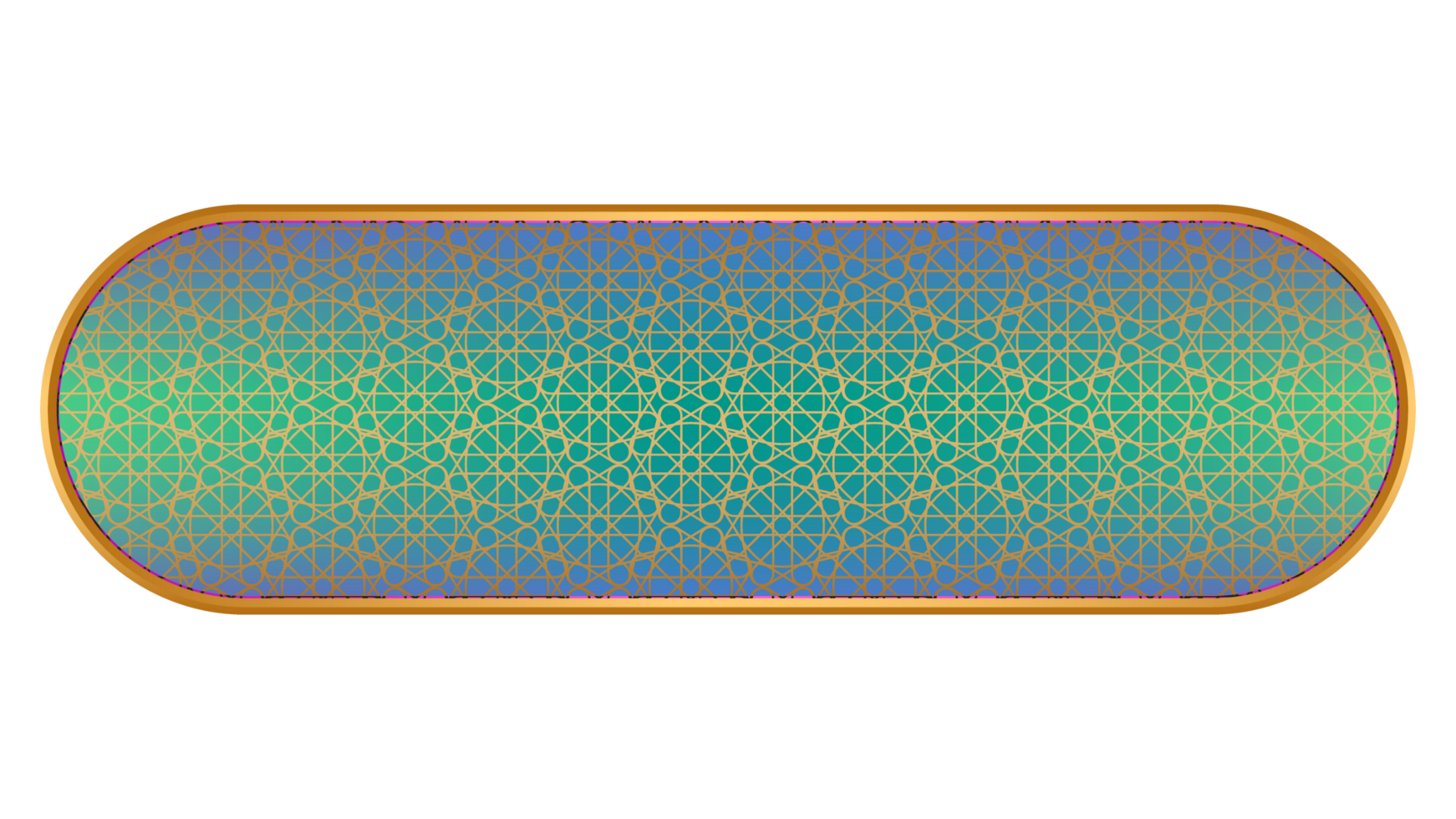 Abstract 3d golden geometric islamic banner shape with pattern on arabesque style text box title frame illustration isolated gray png