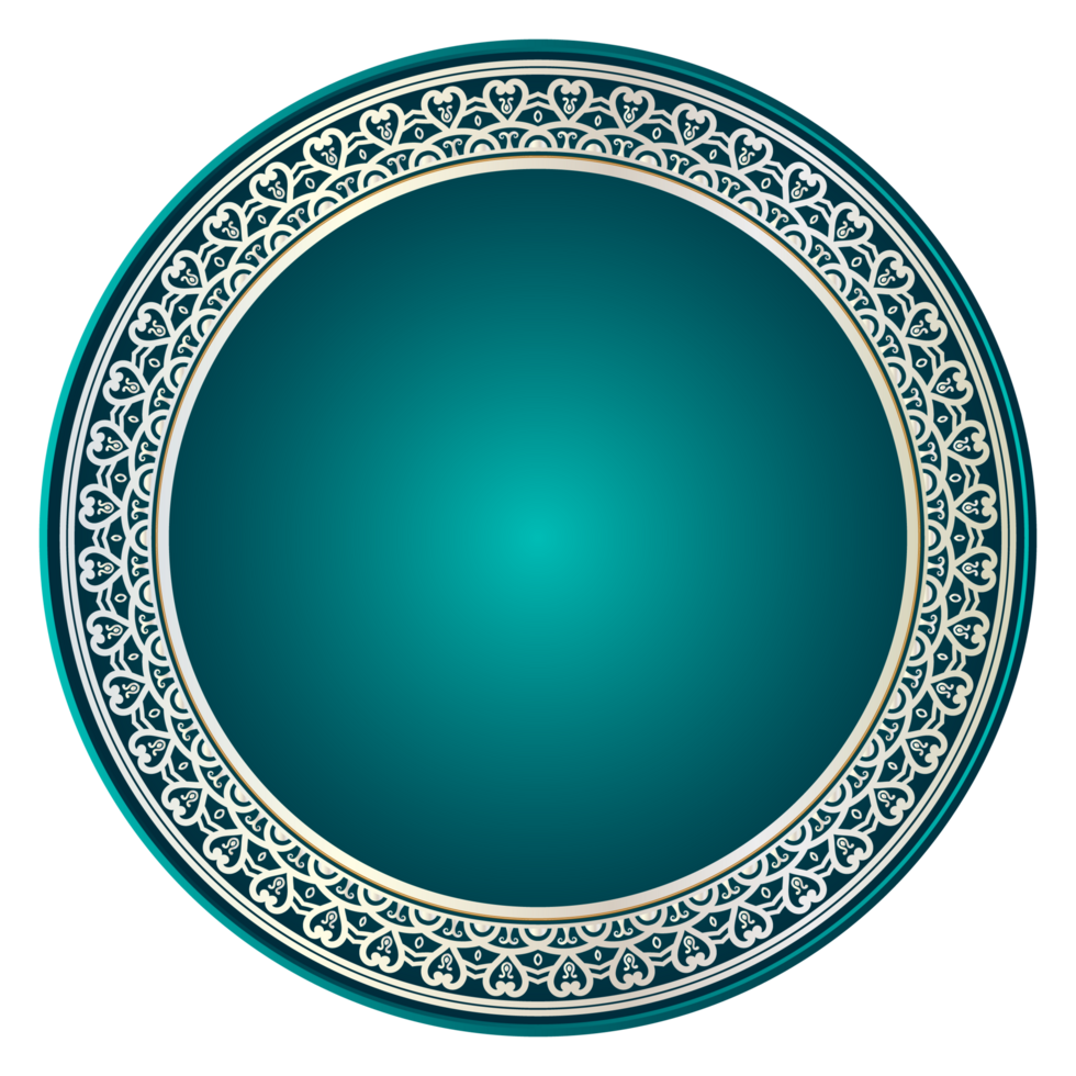 Luxury golden circle frame and round border design with pattern transparent background png