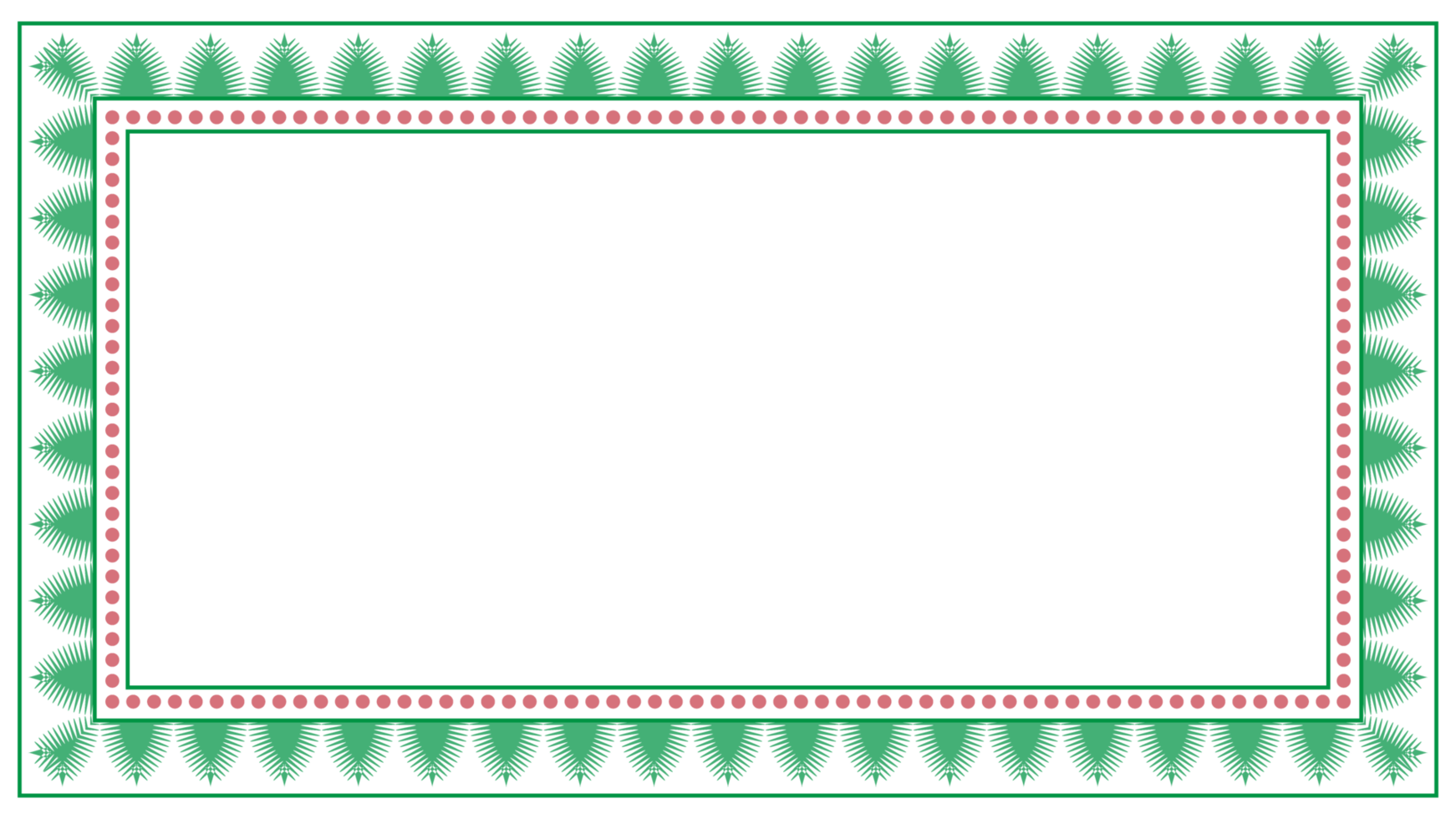 Luxury green floral rectangle corner certificate page border pattern line photo thai frame islamic wedding invitation png