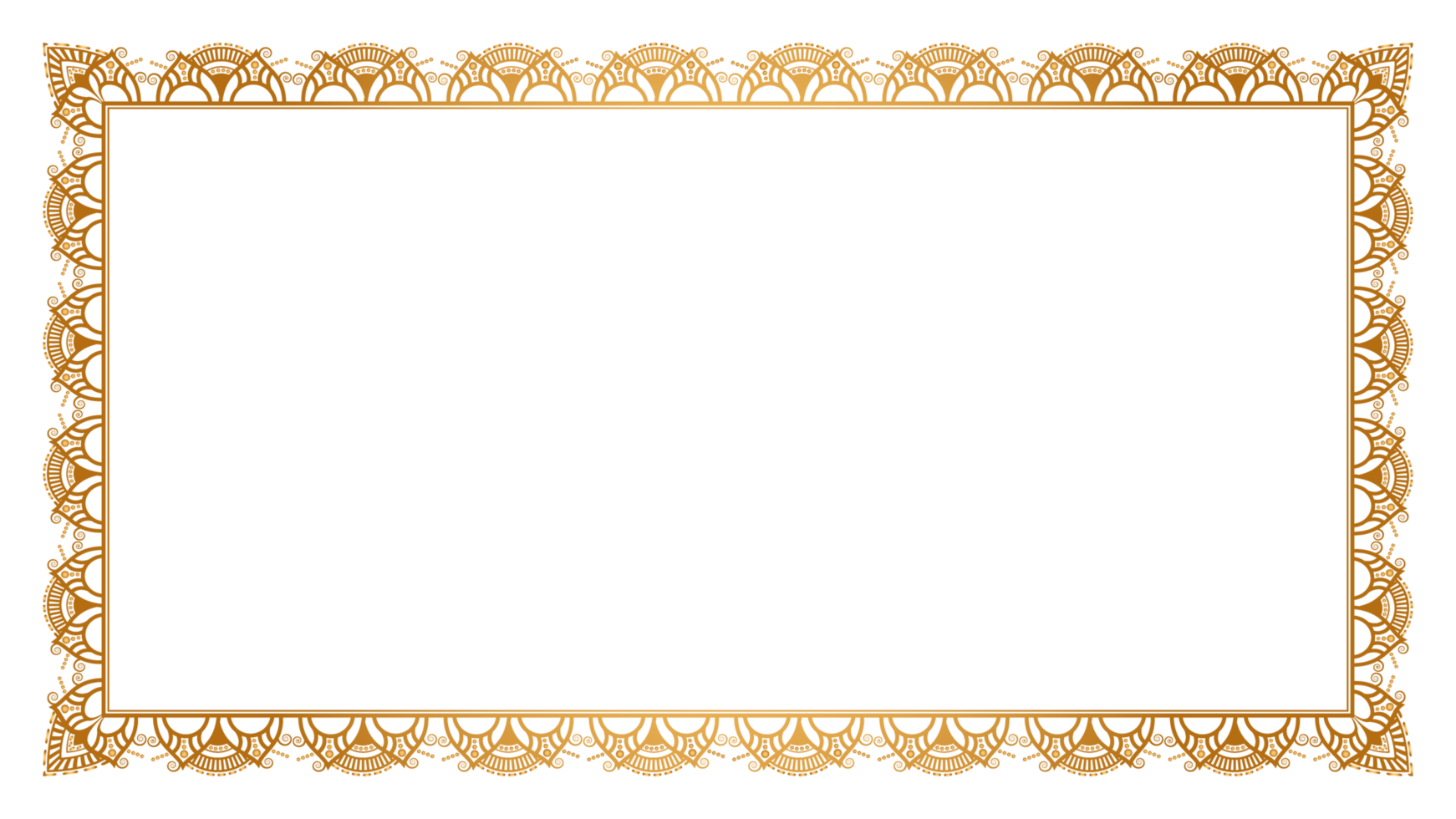 Luxury golden rectangle certificate border pattern line photo frame islamic wedding invitation with squire frame png
