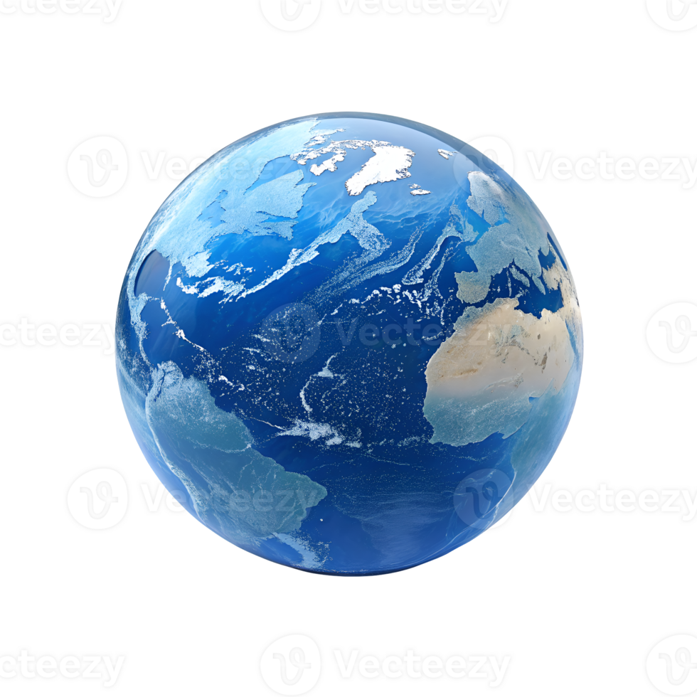 Blue earth globe shown on transparent background png