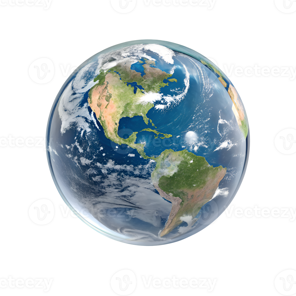 The earth is shown in a transparent background png