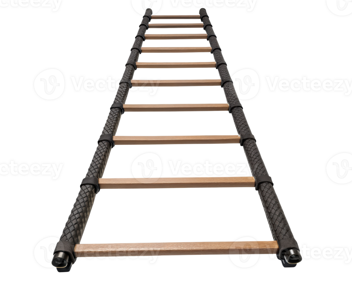 Long ladder featuring sturdy rungs on a transparent background png