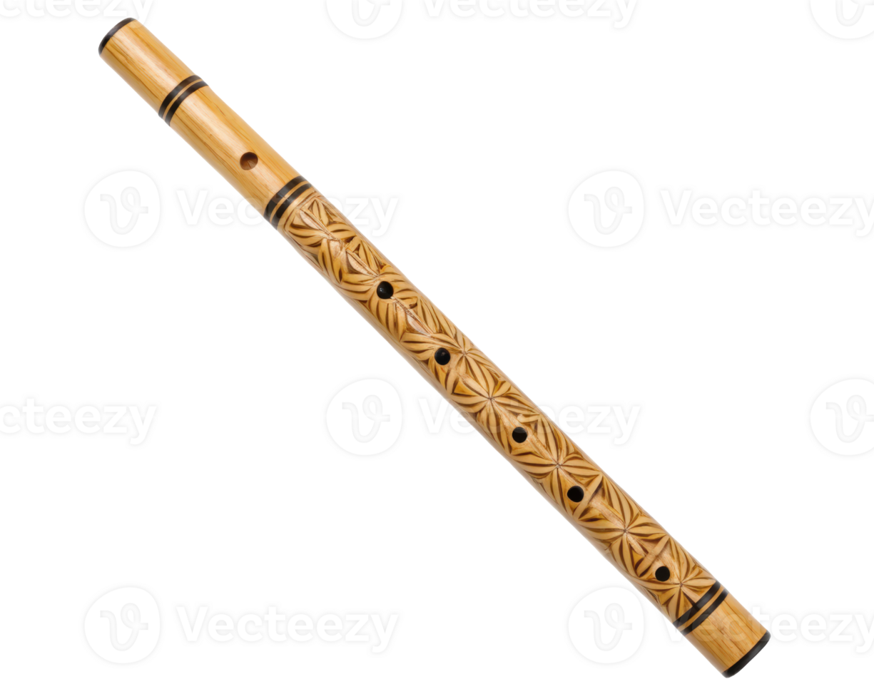 Decorative bamboo flute on a transparent background png