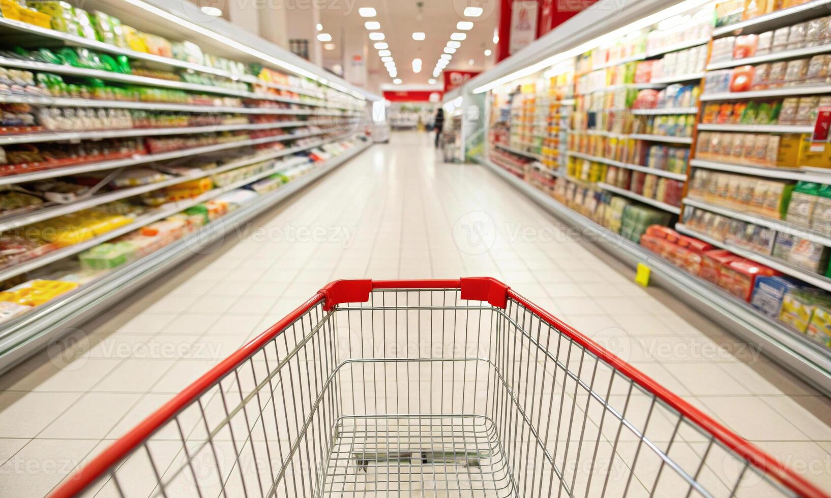 Maneuvering between discounts. the hypnotic dance of the grocery cart photo