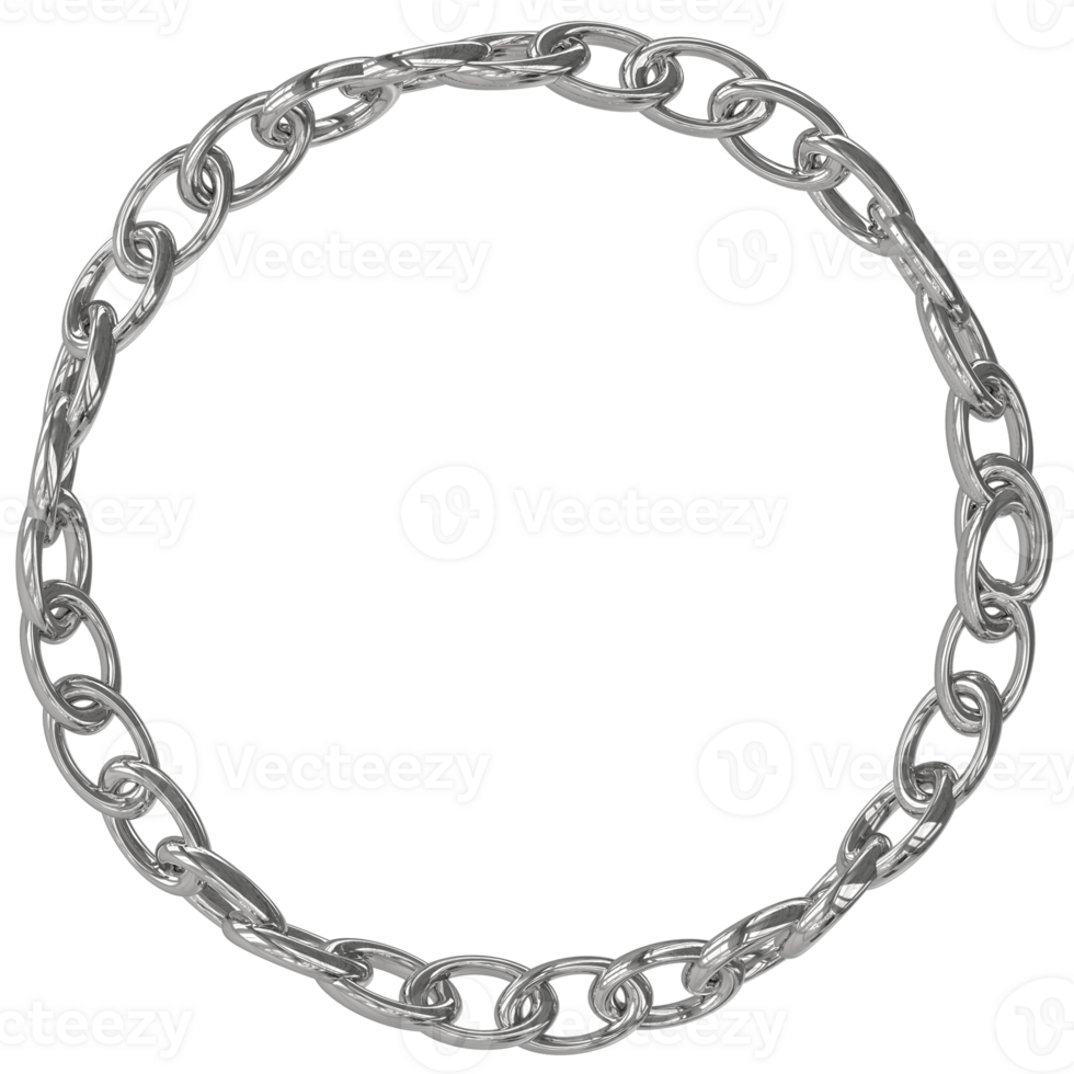 3D a circle of chain links on a transparent background png