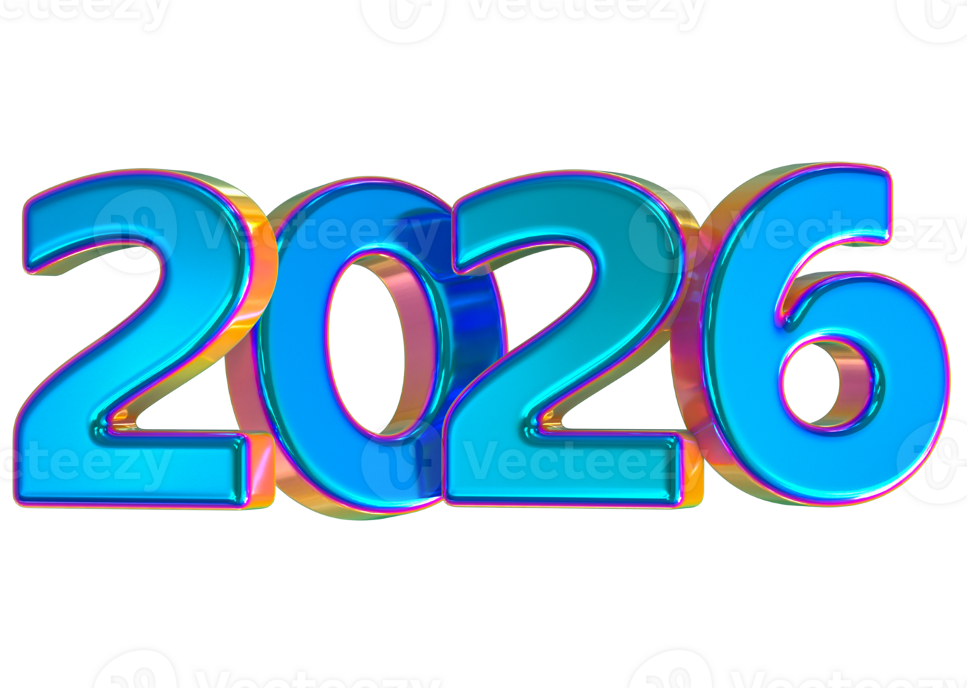 happy new year 2026 number 3d png