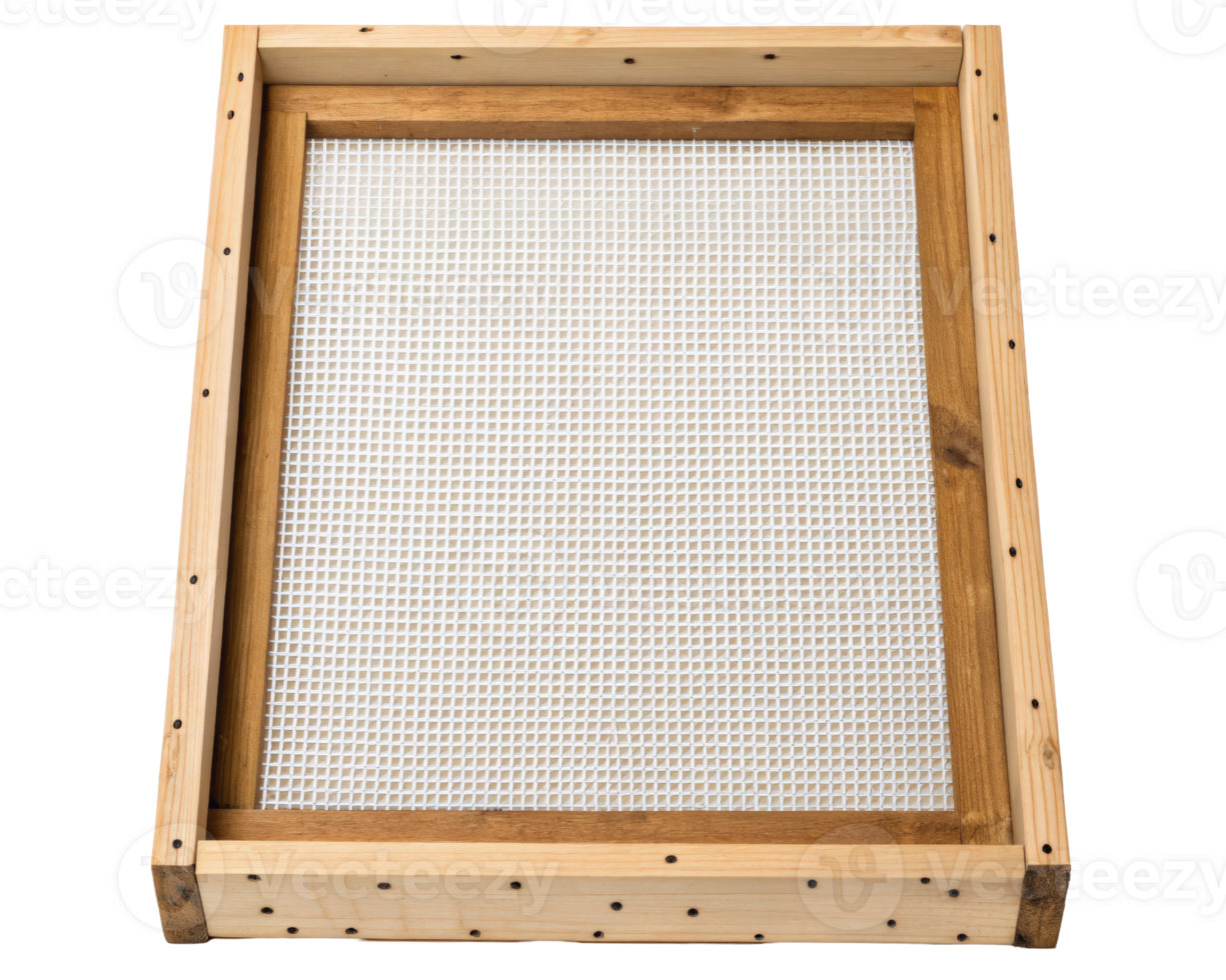 Wooden frame with mesh for drying on a transparent background png