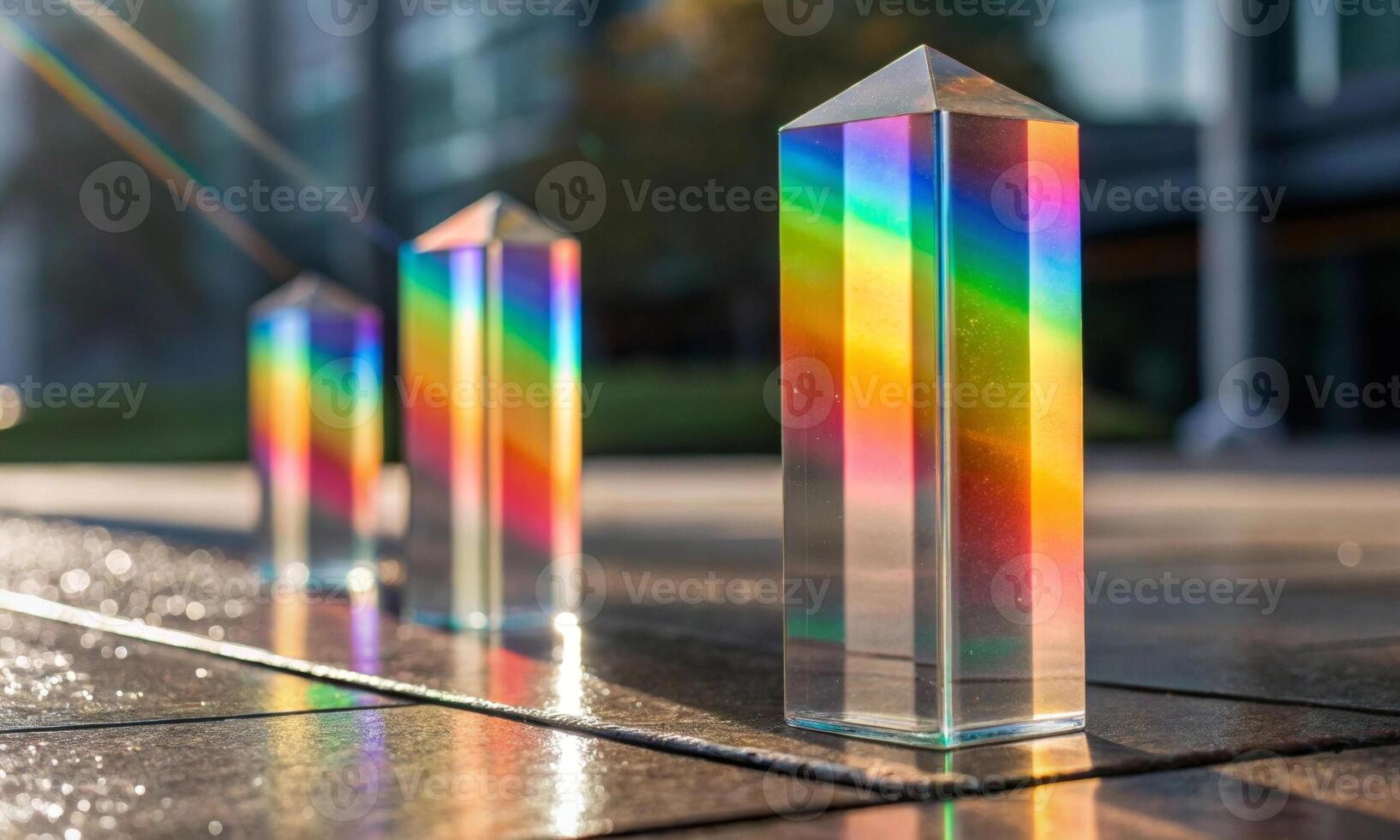 Crystal Lighthouse. how rays of light come to life in a glass prism photo