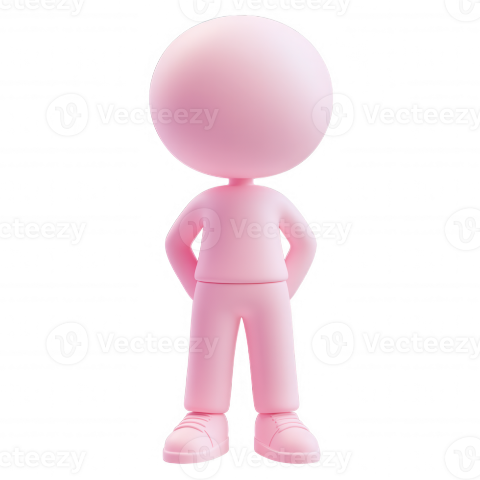 3d User avatar element standing with vibrant pink, icon design projects featuring transparent background for creative faceless png