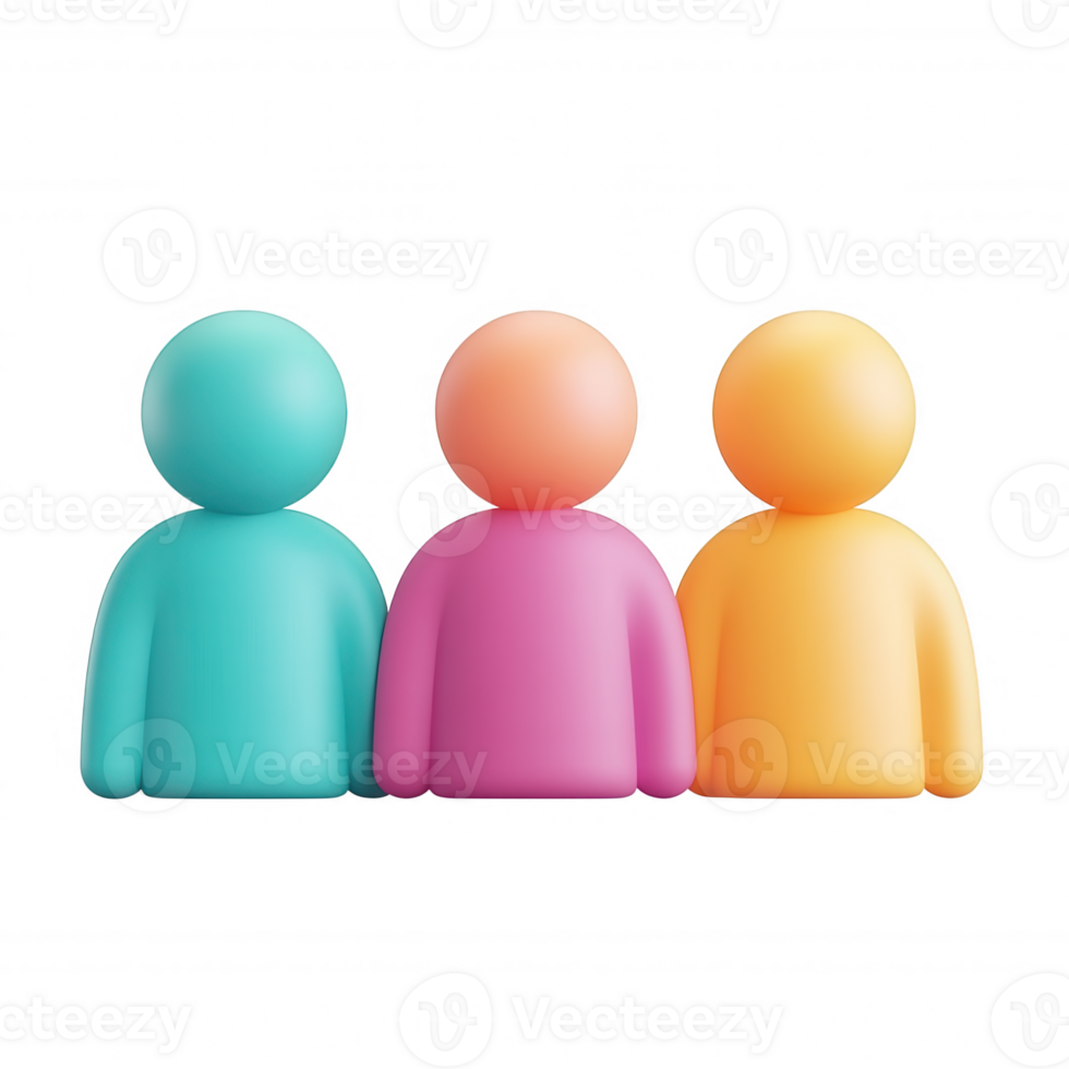 Multicolored 3d user together clustering icons logo, symbolizing collaborative teamwork, professional diversity, global connection png