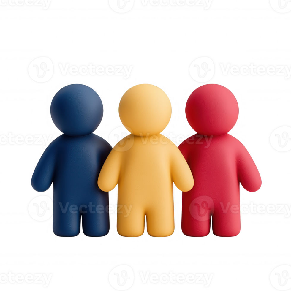user 3d clustering icons Vibrant together, representing collaborative team spirit against transparent background png