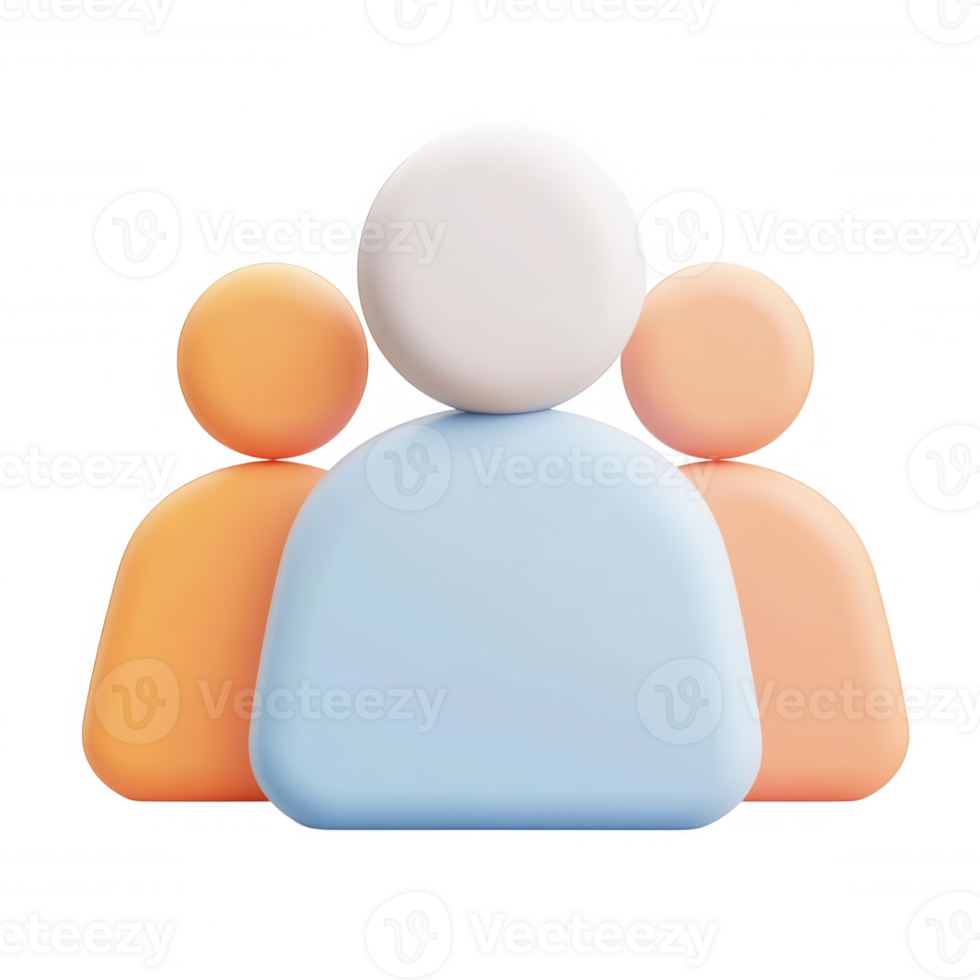 Vibrant 3d user icons representing together, clustering collaborative team spirit against transparent background png