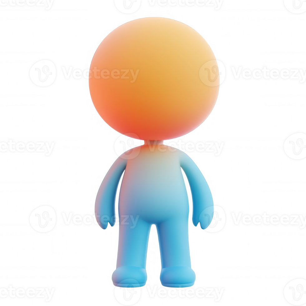 3d User avatar faceless standing with vibrant orange blue gradient, icon background element featuring transparent creative for design projects png