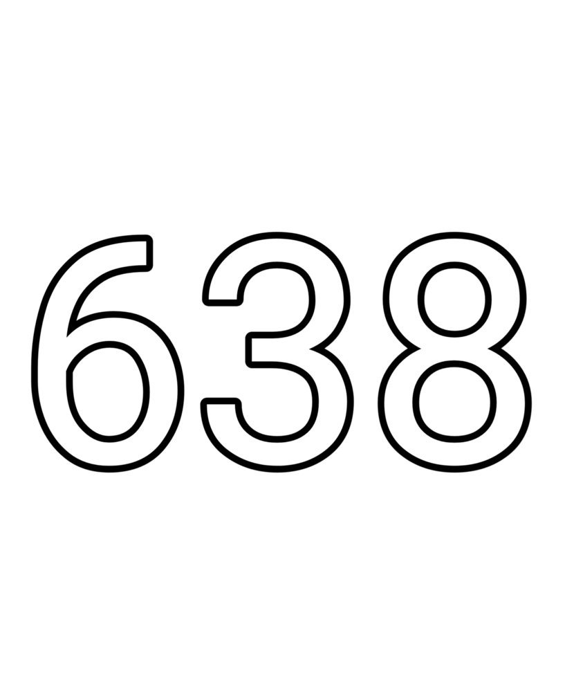 Black and white color numbers 638 png
