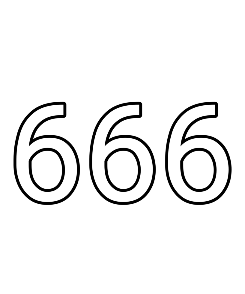 Black and white color numbers 666 png