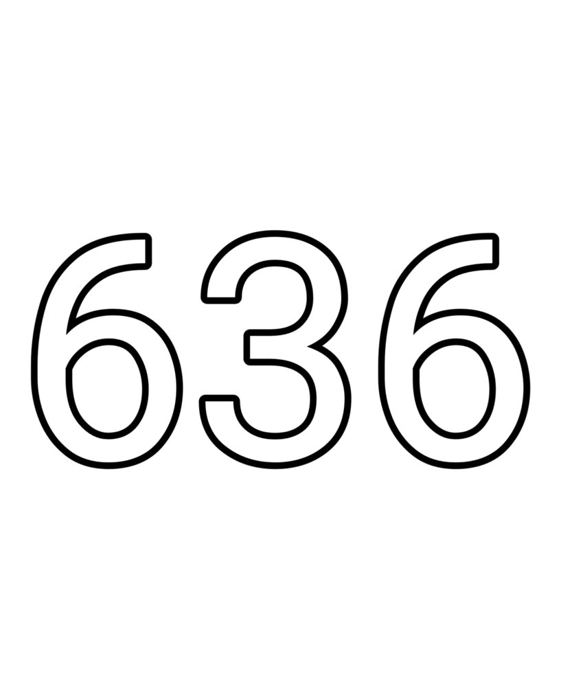 Black and white color numbers 636 png