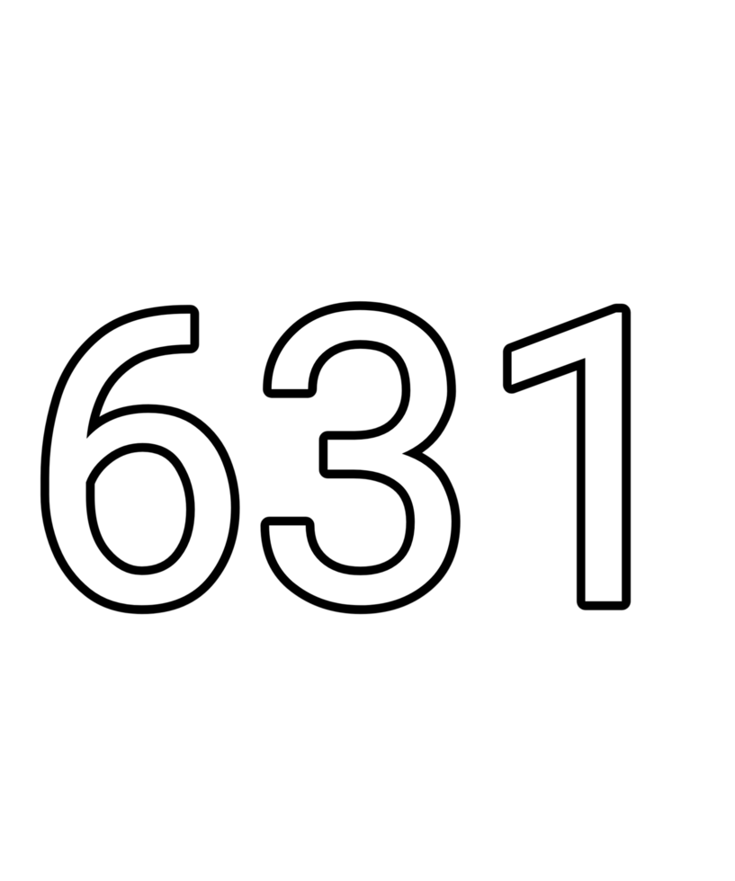 Black and white color numbers 631 png