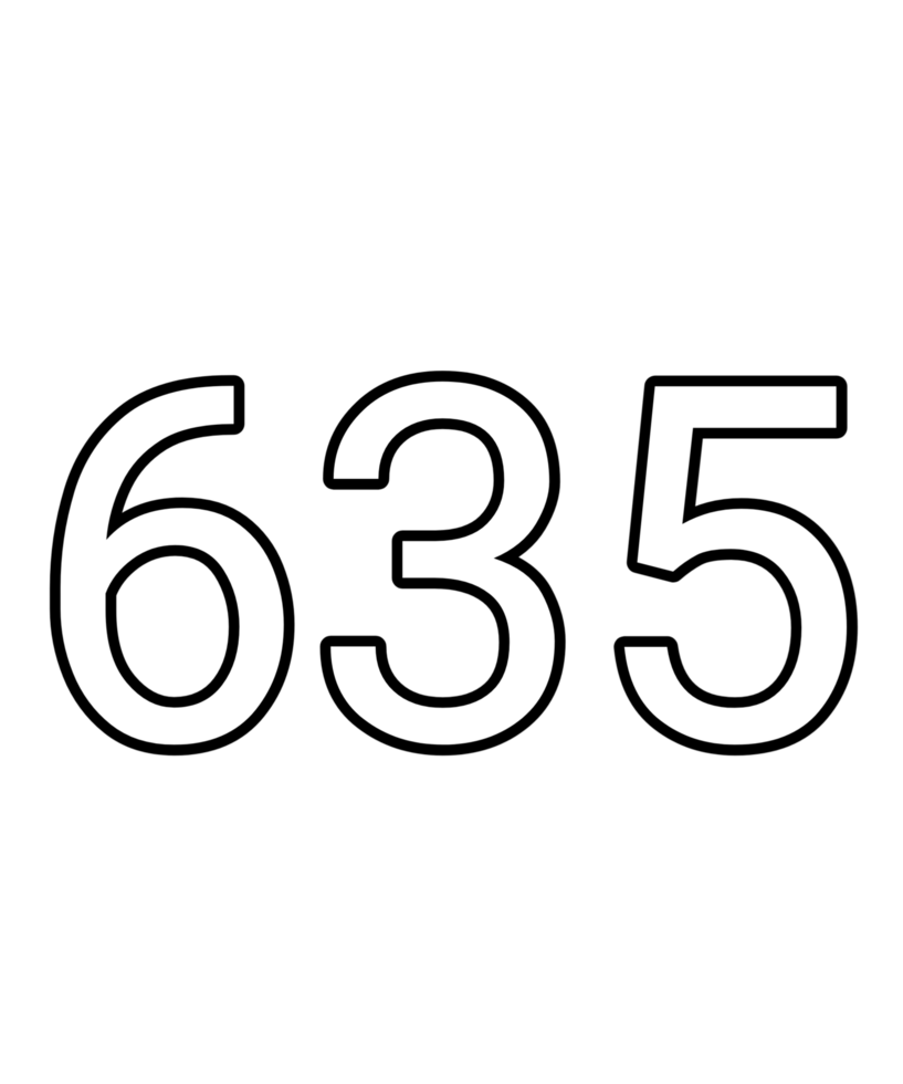 Black and white color numbers 635 png