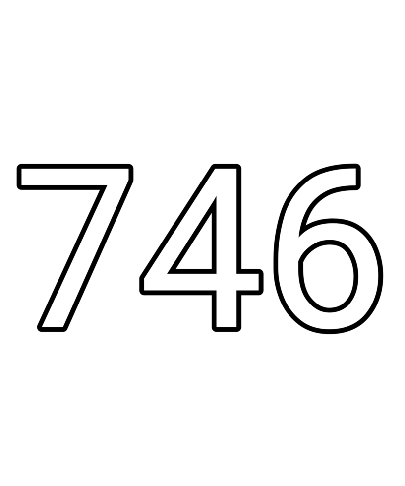 Black and white color numbers 746 png